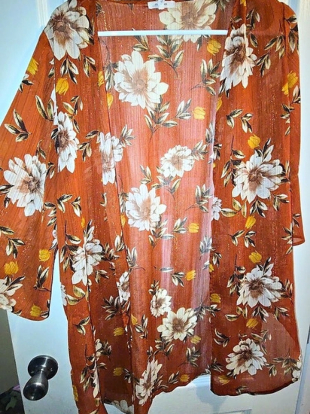 Floral Long Sleeve Blouse in Orange